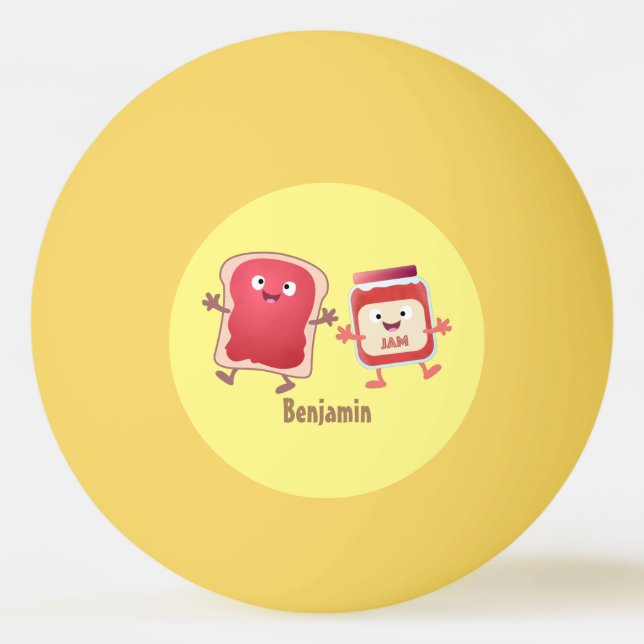 Lustiges Brot und Marmeladenfiguren Tischtennisball (Vorderseite)