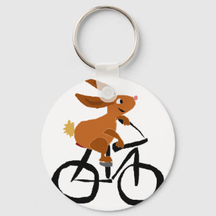 Lustiges Brown-Kaninchen-Reitfahrrad Schlüsselanhänger