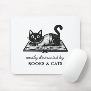 Lustiges Buch Katzenliebhaber Schwarze Katze Buchl Mousepad