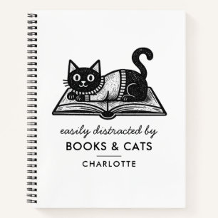Lustiges Bücher Katzen Buchliebhaber Schwarz Weiß 