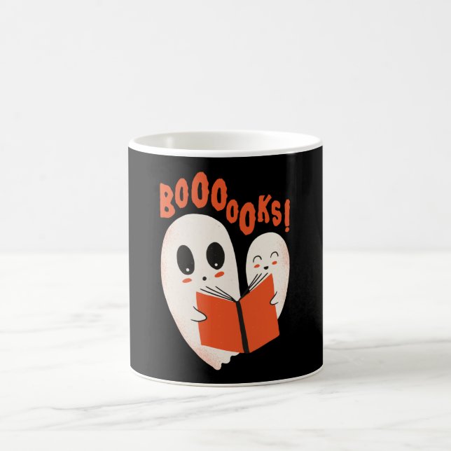 Lustiges Bücherwurm-Geist-Halloween-Kostüm Boooche Kaffeetasse (Mittel)