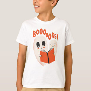 Lustiges Bücherwurm-Geist-Halloween-Kostüm Boooook T-Shirt