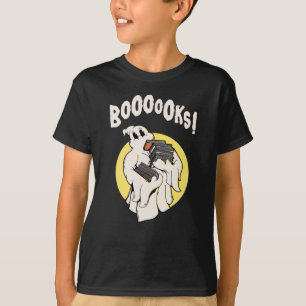 Lustiges Bücherwurm-Geist-Halloween-Kostüm Boooook T-Shirt
