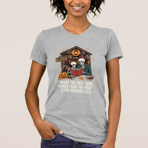 Lustiges Buchliebhaber Halloween-Skelett-Bibliothe T-Shirt