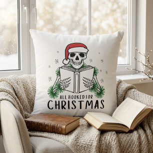 Lustiges Buchliebhaber-Weihnachtslese-Skelett Kissen