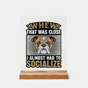 Lustiges Bulldogge Sozialisieren Vintage-Vektor-Sh Acrylschild