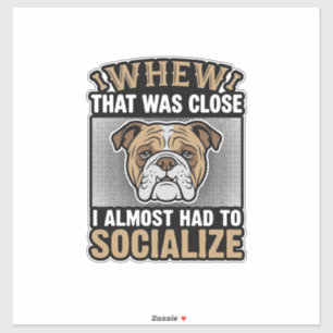 Lustiges Bulldogge Sozialisieren Vintage Vektor Sh Aufkleber