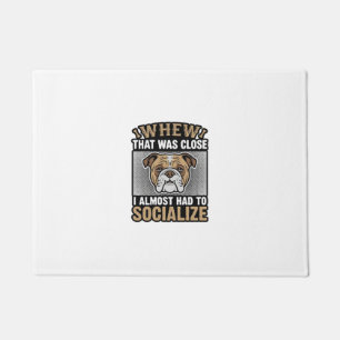 Lustiges Bulldogge Sozialisieren Vintage Vektor Sh Fußmatte