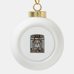 Lustiges Bulldogge Sozialisieren Vintage-Vektor-Sh Keramik Kugel-Ornament