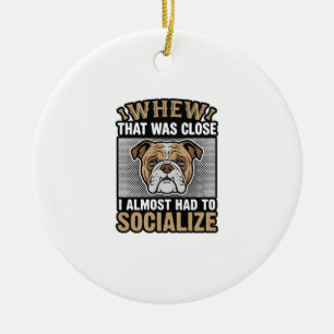 Lustiges Bulldogge Sozialisieren Vintage Vektor Sh Keramik Ornament