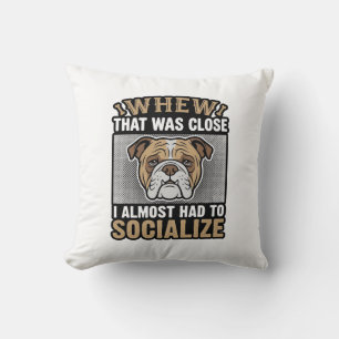 Lustiges Bulldogge Sozialisieren Vintage Vektor Sh Kissen