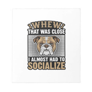 Lustiges Bulldogge Sozialisieren Vintage-Vektor-Sh Notizblock