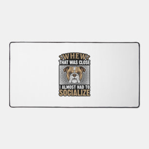 Lustiges Bulldogge Sozialisieren Vintage Vektor Sh Schreibtischunterlage