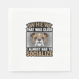 Lustiges Bulldogge Sozialisieren Vintage-Vektor-Sh Serviette