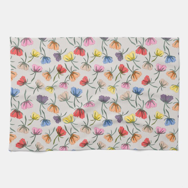 Lustiges bunter Blumen-Design auf Baumwolle Geschirrtuch (Horizontal)
