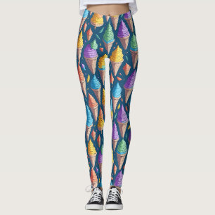 Lustiges Buntes Eiscreme-Kegel Süßes Dessert Muste Leggings
