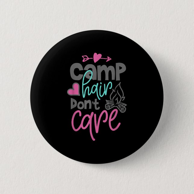Lustiges Camping-Haar, ist egal, Camping-Liebhaber Button (Vorderseite)