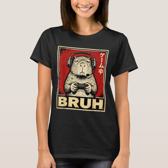 Lustiges Capybara-Gamer-Bruh-Grafik-T-Shirt für Mä T-Shirt (Vorderseite)