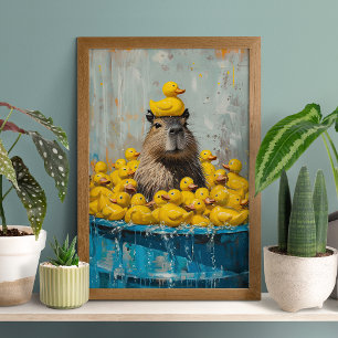 Lustiges Capybara-Gummienten-Poolplakat Poster