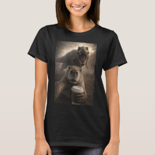 Lustiges Capybara-Selfie mit T-Rex-Dinosaurier Cap T-Shirt