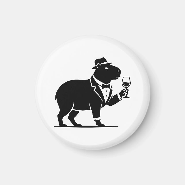 Lustiges Capybara-Weinglas Minimalist Modern Magnet (Vorne)