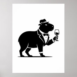 Lustiges Capybara-Weinglas Minimalist Modern Poster