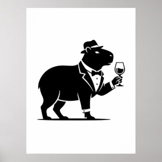 Lustiges Capybara-Weinglas Minimalist Modern Poster