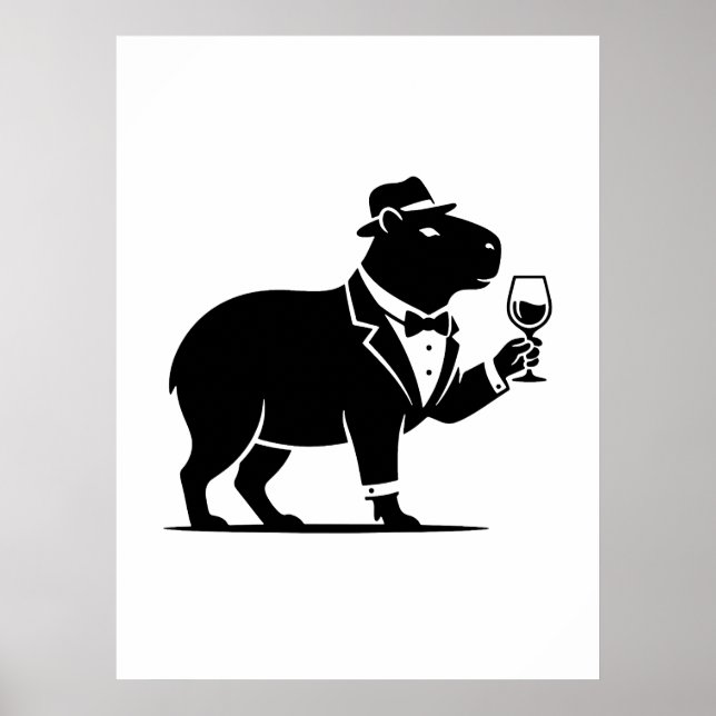 Lustiges Capybara-Weinglas Minimalist Modern Poster (Vorne)