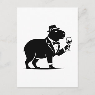 Lustiges Capybara-Weinglas Minimalist Modern Postkarte