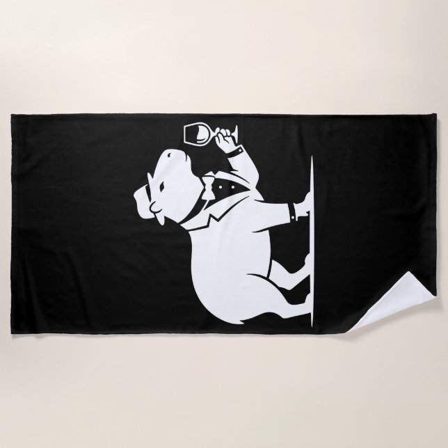 Lustiges Capybara-Weinglas Minimalist Modern Strandtuch (Vorderseite)