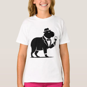 Lustiges Capybara-Weinglas Minimalist Modern T-Shirt