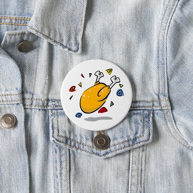 Lustiges Cartoon Brathähnchen beim Fallen Button (Von Creator hochgeladen)