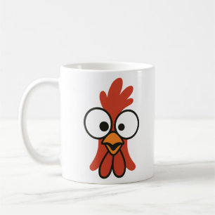 Lustiges Cartoon-Hahn-Gesicht mit Glubschaugen Kaffeetasse