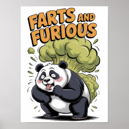 Lustiges Cartoon-Panda-Design auf Weiß Poster