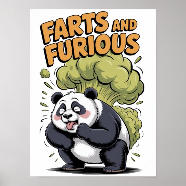 Lustiges Cartoon-Panda-Design auf Weiß Poster (Vorne)