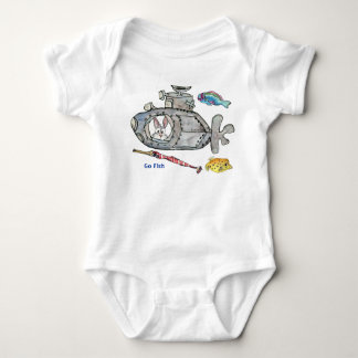 Lustiges Cartoon-Unterseeboot fischt Baby Strampler