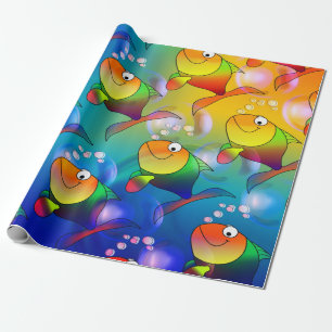 Lustiges Cartoonfisch-Geschenkpapier Geschenkpapier