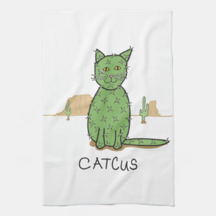 Lustiges "Catcus" Kaktus-Zeichnen Geschirrtuch