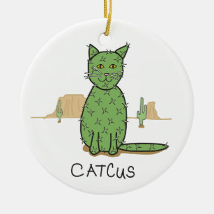 Lustiges "Catcus" Kaktus-Zeichnen Keramikornament