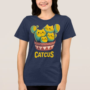 Lustiges Catcus-Katze-Kaktus-Pun-Shirt für Frauen Tri-Blend Shirt