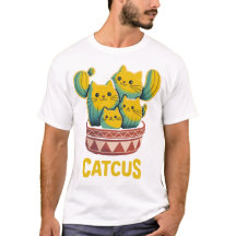 Lustiges Catcus-Katze-Kaktus-Pun-T-Shirt mit Illus
