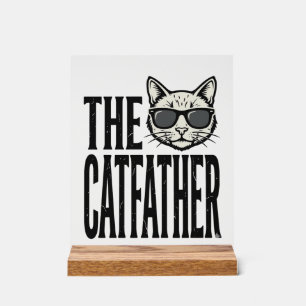 Lustiges Catfather Vintage-Katz Zitat Grafik-Shirt Acrylschild