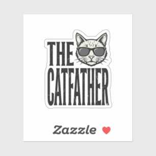 Lustiges Catfather Vintage-Katz Zitat Grafik-Shirt Aufkleber