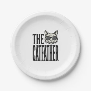 Lustiges Catfather Vintage-Katz Zitat Grafik-Shirt Pappteller