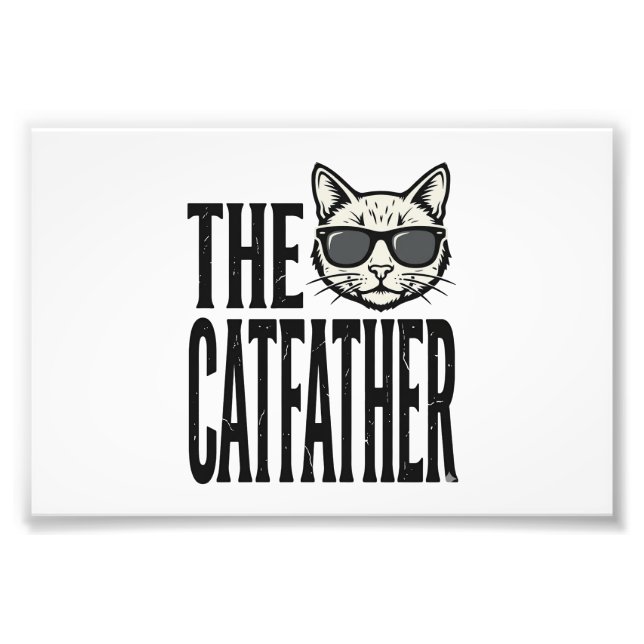 Lustiges Catfather Vintage-Katzen-Zitat Grafik-Shi Fotodruck (Vorne)
