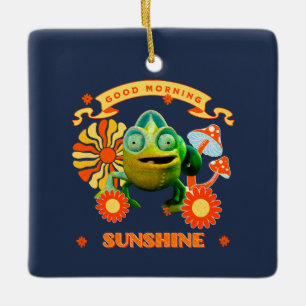 Lustiges Chamäleon Guten Morgen Sonnenschein Retro Keramikornament