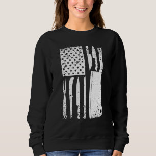 Lustiges Chef-Messer mit amerikanischem Flaggen-De Sweatshirt