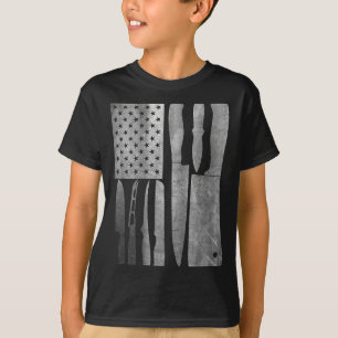 Lustiges Chef-Messer mit amerikanischem Flaggen-De T-Shirt