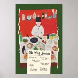Lustiges Chef-Spezialitäten-Poster Retro-Essen-Wor Poster