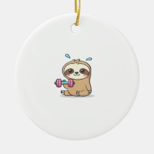 Lustiges Chibi-Faultier-Workout Cute Kawaii-Gym-C Keramik Ornament